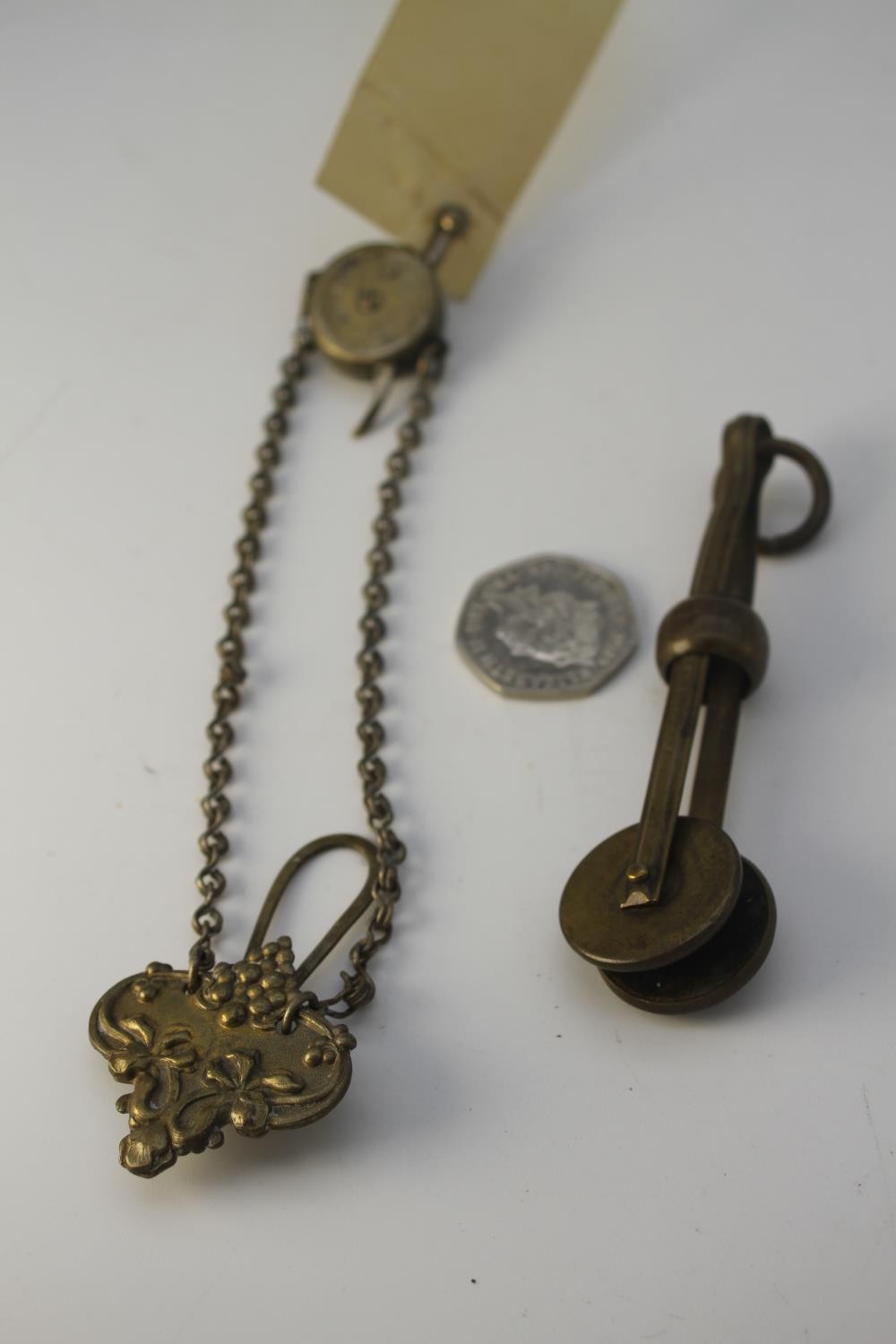 Two 19th century skirt lifters. One stamped Delphine, DRP138502 silver plate with a grape and - Image 4 of 4
