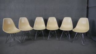 Charles and Ray Eames, a set of six vintage DSR moulded chairs on chrome Eiffel Tower bases. (Some