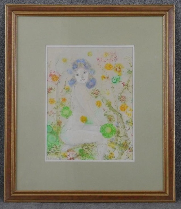 Maurice Basko (1921 - 2019) A framed and glazed watercolour and acrylic on paper, seated female - Image 2 of 4