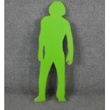 A neon green and white acrylic light in the form of a figure. H.73 W.22 D.4cm