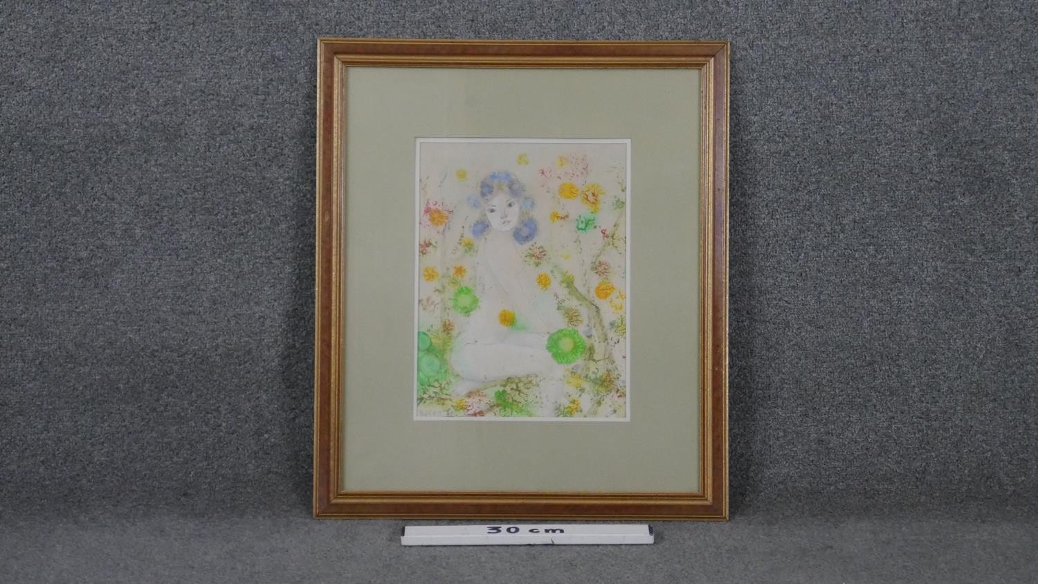 Maurice Basko (1921 - 2019) A framed and glazed watercolour and acrylic on paper, seated female - Image 4 of 4