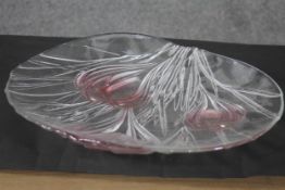 A large Mikasa crystal pink crocus design plate. Diam.43 cm.