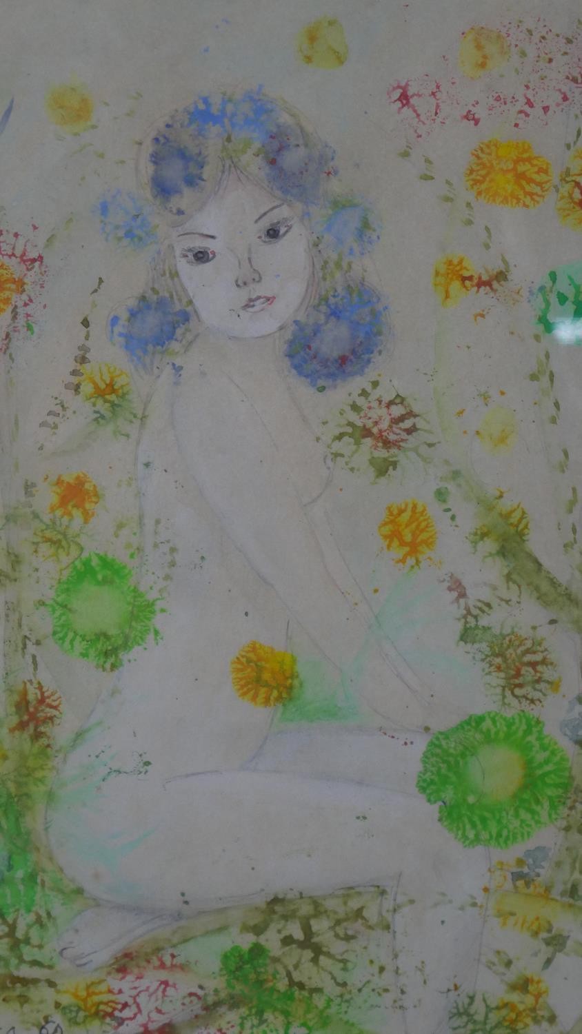 Maurice Basko (1921 - 2019) A framed and glazed watercolour and acrylic on paper, seated female