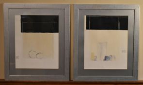 A pair of framed and glazed prints, abstract compositions; Choisy. H.69 W.59cm (2)
