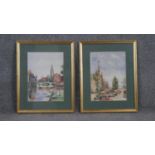 Two framed and glazed watercolours, Dutch canal and country house, unsigned. H.47 W.37cm