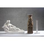 A plaster model of Venus victrix by Antonio Canova along with a lacquered wooden bottle case in the