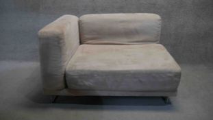 A chrome framed sofa corner section H.68 W.115 D.94cm