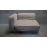 A chrome framed sofa corner section H.68 W.115 D.94cm