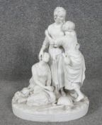 A Minton Parian ware porcelain figurine of Naomi and her daughters in law, shape no.183, cast