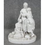 A Minton Parian ware porcelain figurine of Naomi and her daughters in law, shape no.183, cast