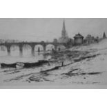 David Young Cameron (1865 - 1945) - A framed and glazed etching of Perth Bridge. Signed in plate.