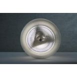 A boxed vintage circular clear acrylic abstract design ceiling lamp and fittings. Diameter. 46 cm.