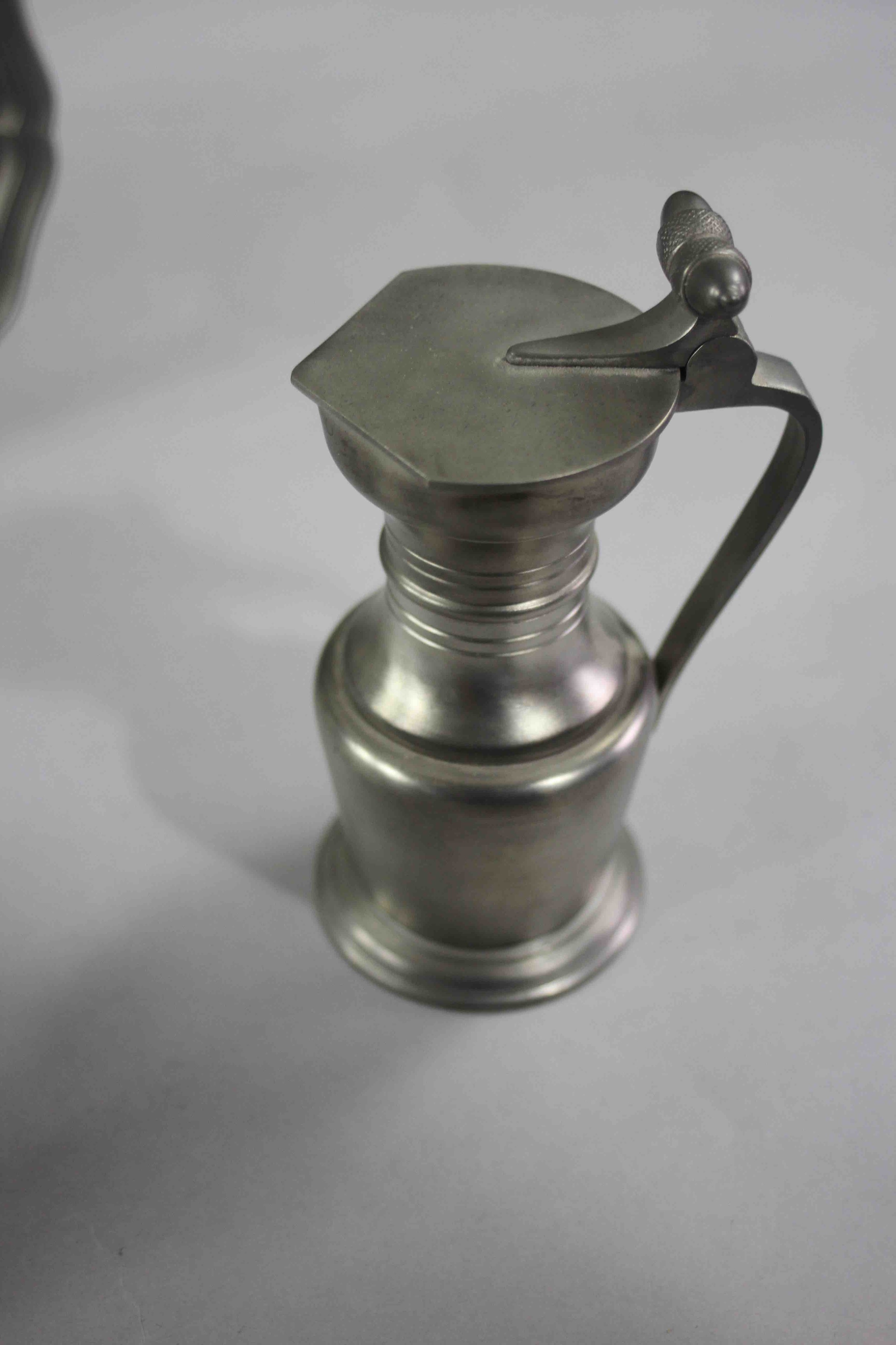 A large collection of pewter. Including a set of twelve Finish shot glasses, two different sizes - Image 5 of 8