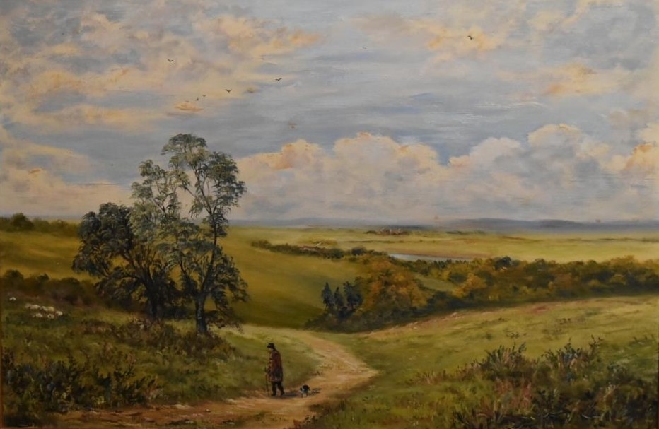 An early 20th century gilt framed oil on canvas, 'The Valley of the Trent Nr Ingleby', signed A.