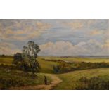 An early 20th century gilt framed oil on canvas, 'The Valley of the Trent Nr Ingleby', signed A.