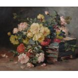 E.H Cauchois (1850-1911) - A gilt framed oil on canvas, Still Life flowers, 'Nature Monte',