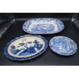 A collection of 20th century blue and white chinaware. To include, serving plate, dinner plate and