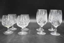 Two sets of four brandy glasses. Including four Edinburgh cut crystal brandy glasses and four