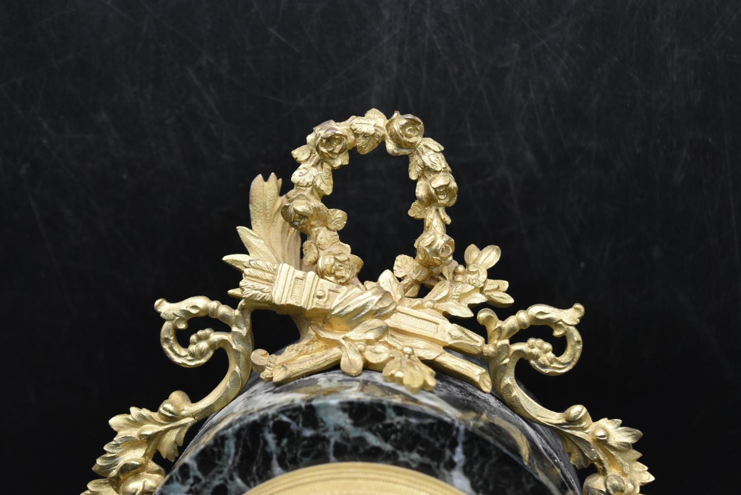 H. Perrin - A 19th century French garniture marble mantel clock and tazza form side pieces, - Image 3 of 15