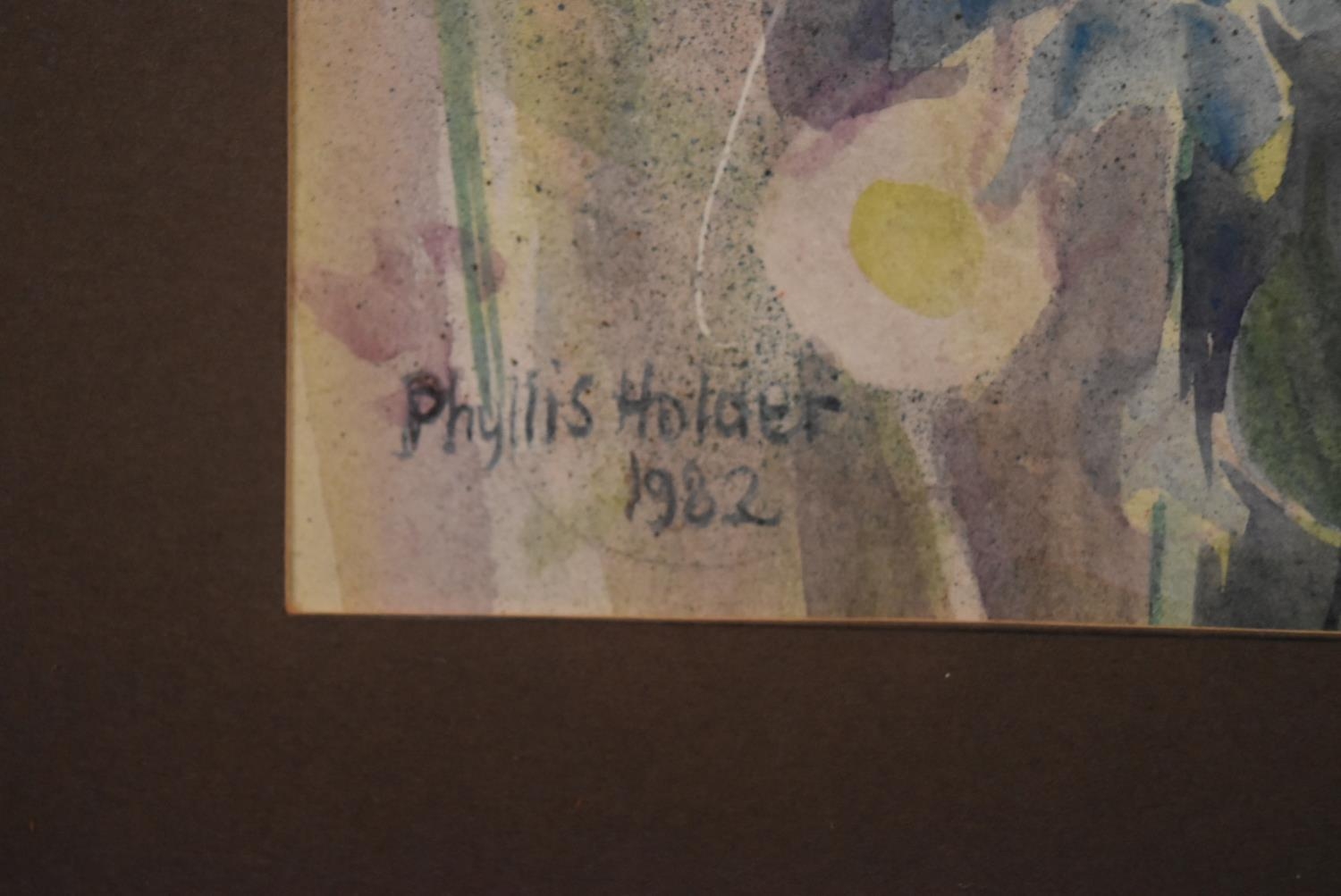 A framed and glazed print, 'Butterflies and Flowers' signed and dated 'Phyllis Holder, 1982'. H.76 - Image 3 of 6