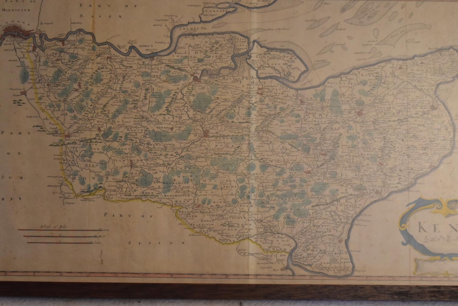 Two 20th century maps. To include a framed and glazed map of Kent along with an unframed map of - Image 7 of 10