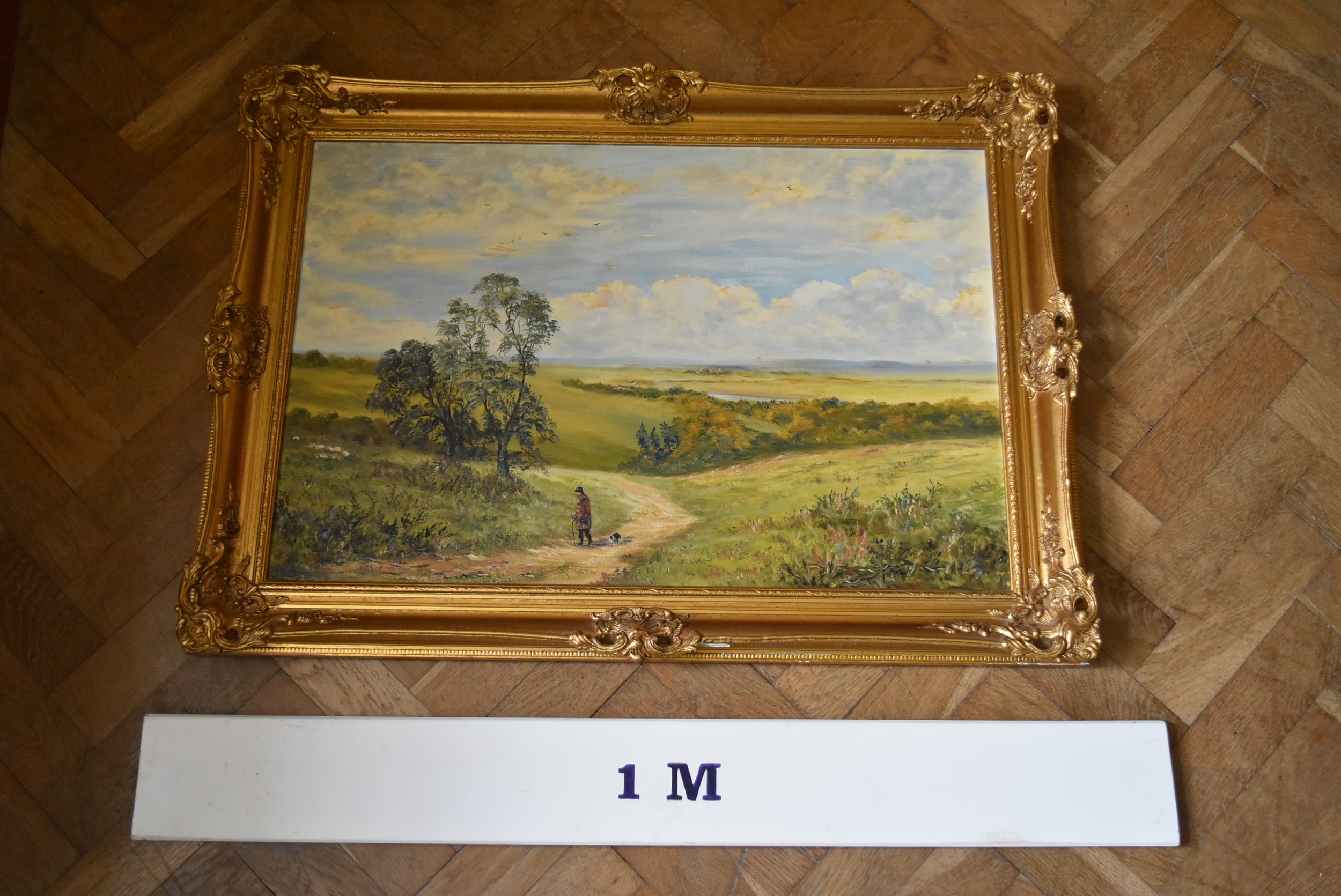 An early 20th century gilt framed oil on canvas, 'The Valley of the Trent Nr Ingleby', signed A. - Image 6 of 6