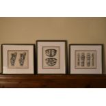 A set of three framed and glazed prints showing Gothic architectural carvings from York Cathedral,