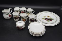 An 'RHS Hooker's Fruit' coffee set. Including six coffee cups and saucers, two serving plates, a