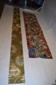 A large 19th century Chinese silk hand embroidered panel with figures of warriors along with a