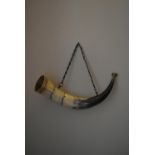 A 19th century Continental hunting horn with brass mounts.