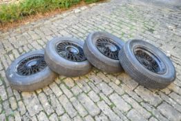 A set of four 1958 Maserati 3500 GT Borrani steel painted wire wheels, size 6.50 L-16.