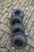 A set of four Dunlop karting wheels and tyres, size 10 x 3 60-5, Tubeless Z-157 (4)