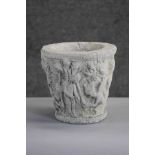 A cast concrete figural design garden planter. H.18 Diameter. 19cm.