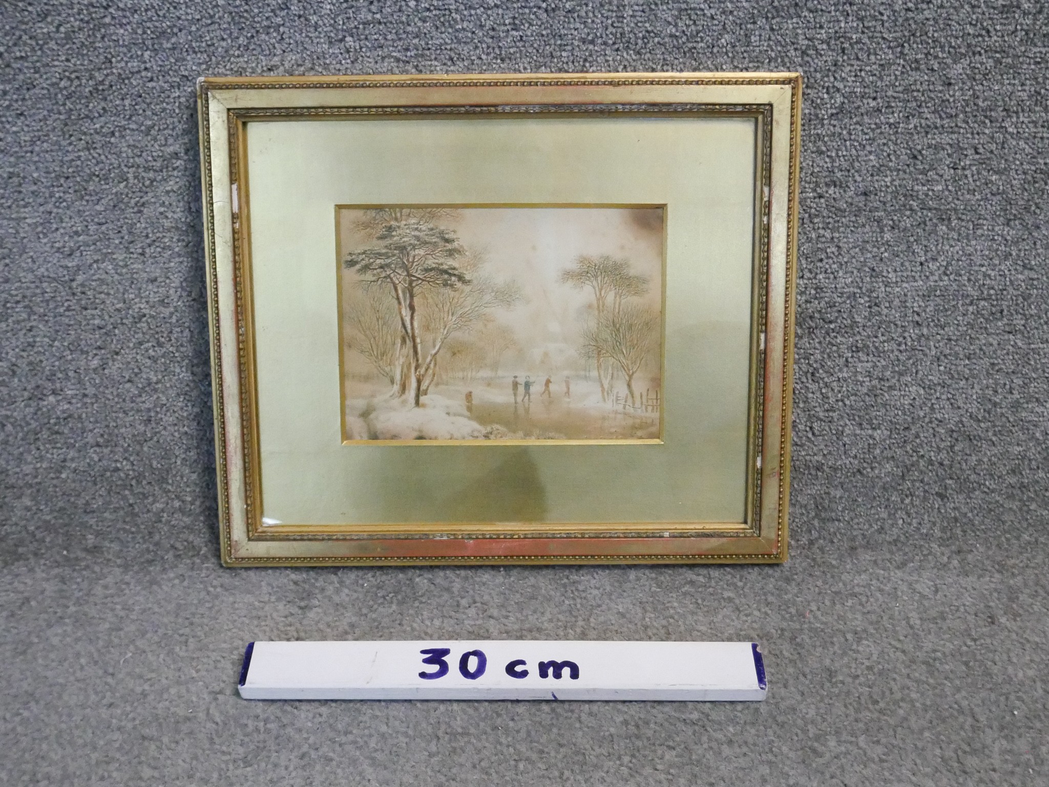 After Joshua Wallis (1789 - 1862) A gilt framed and glazed watercolour on paper of a winter - Image 3 of 6
