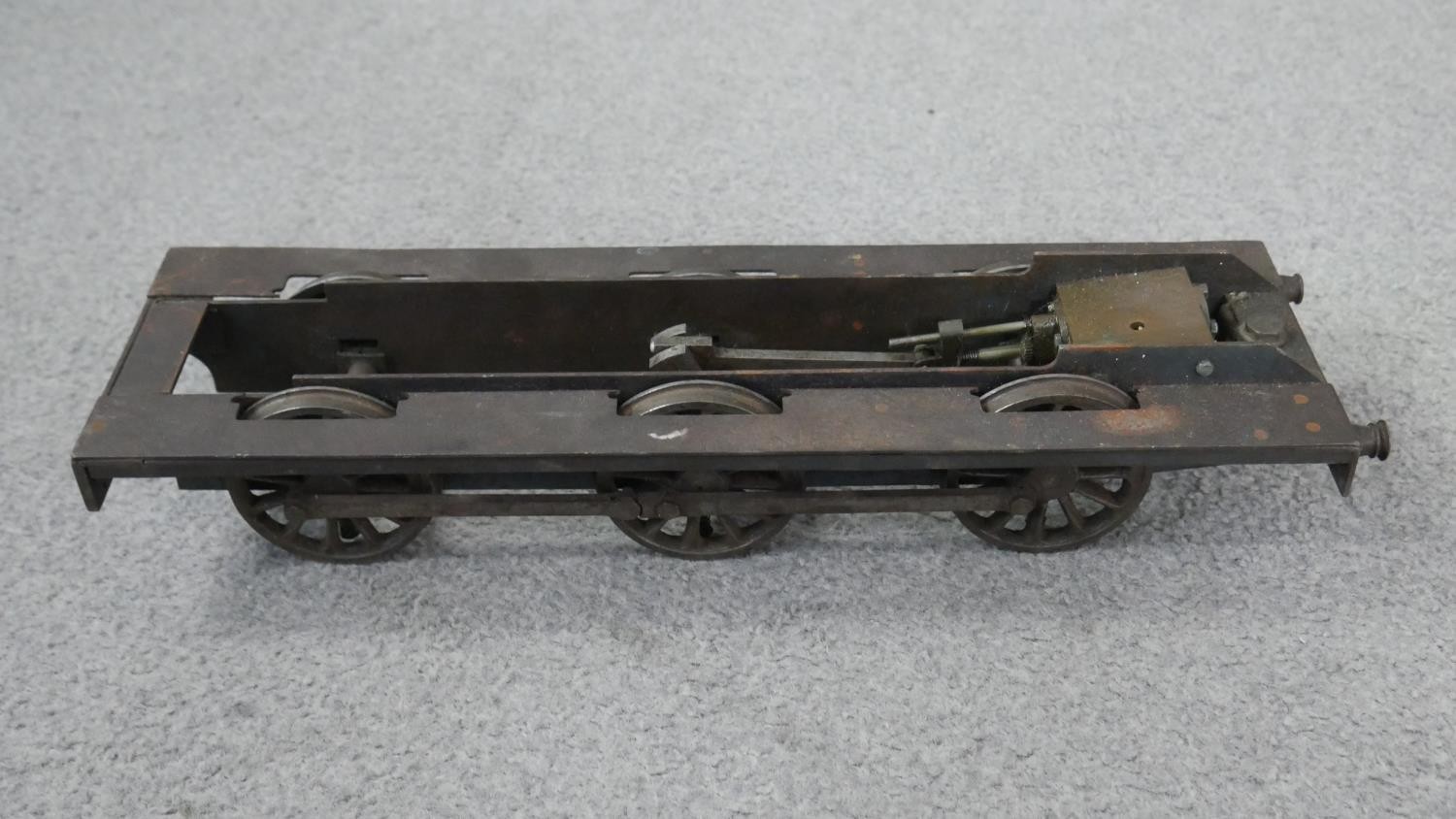 Four handmade copper and iron model steam locomotive parts. Including two boilers, a wagon and - Image 8 of 8