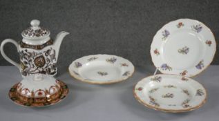 A collection of porcelain and ceramics. Including a JM & Co, Devon lidded butter dish, a set of four