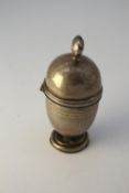 A 19th century Danish silver 'hovedvandsæg' egg shaped vinaigrette. It has a hinged lid with a