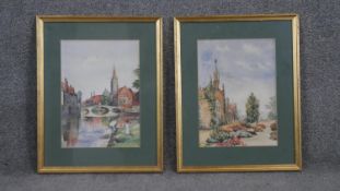 Two framed and glazed watercolours, Dutch canal and country house, unsigned. H.47 W.37cm