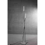 A Lumisource Icicle brushed nickel and frosted glass floor lamp. H.174 W.27cm