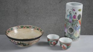A collection of Chinese porcelain. Including a 19th century Nankin crackle glaze bowl decorated with