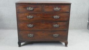 A 19th century mahogany chest of drawers on shaped bracket feet. H.95 W.110 D.54cm