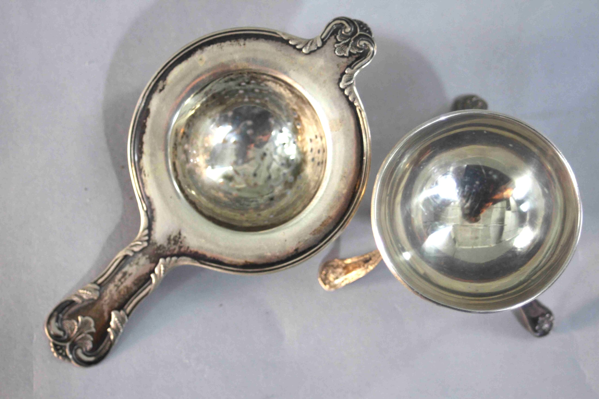 A Victorian silver plated skirt lifter with an urn and fruit design along with a Danish silver - Image 5 of 10