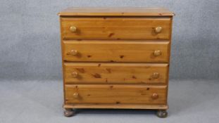A contemporary Victorian style pine chest. H.86 W.86 D.43cm
