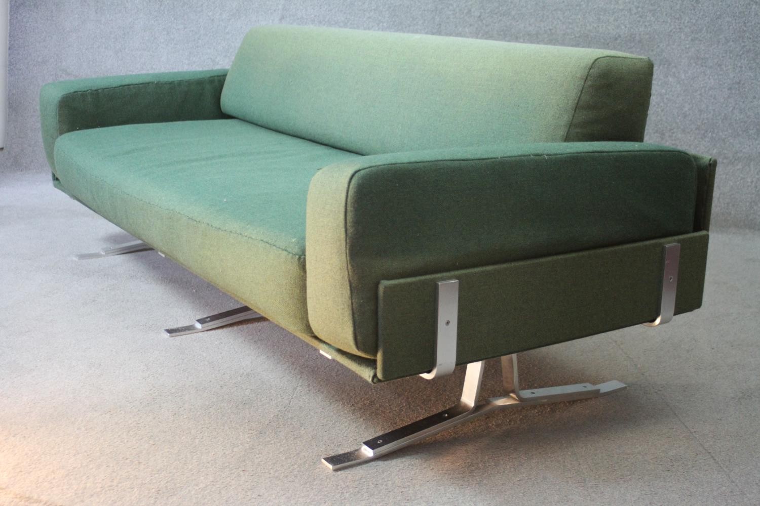 A William Plunkett sofa C.1960 in original Harris Tweed upholstery on polished aluminium frame. - Image 6 of 7
