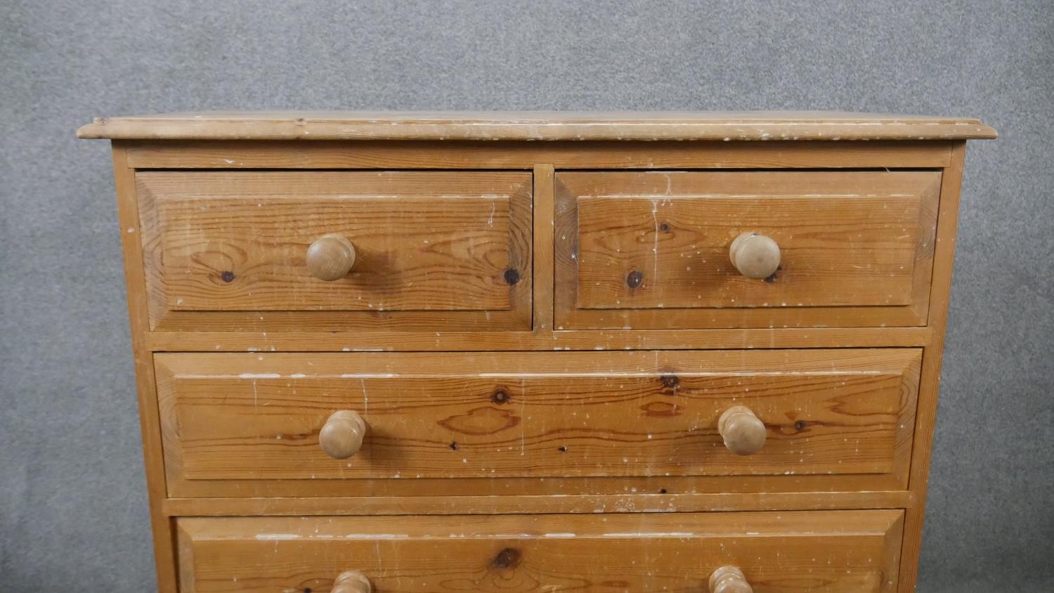 A Victorian style pine chest of drawers on plinth base. H.105 W.90 D.45cm - Image 5 of 6