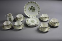 An Eric Ravilious for Wedgwood Garden pattern six person tea service. Makers stamp to the base.