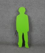 A neon green and white acrylic light in the form of a figure. H.73 W.22 D.4cm