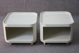 Anna Castelli for Kartell, a pair of vintage lamp tables, impressed mark to underside. H.30 w.38 d.