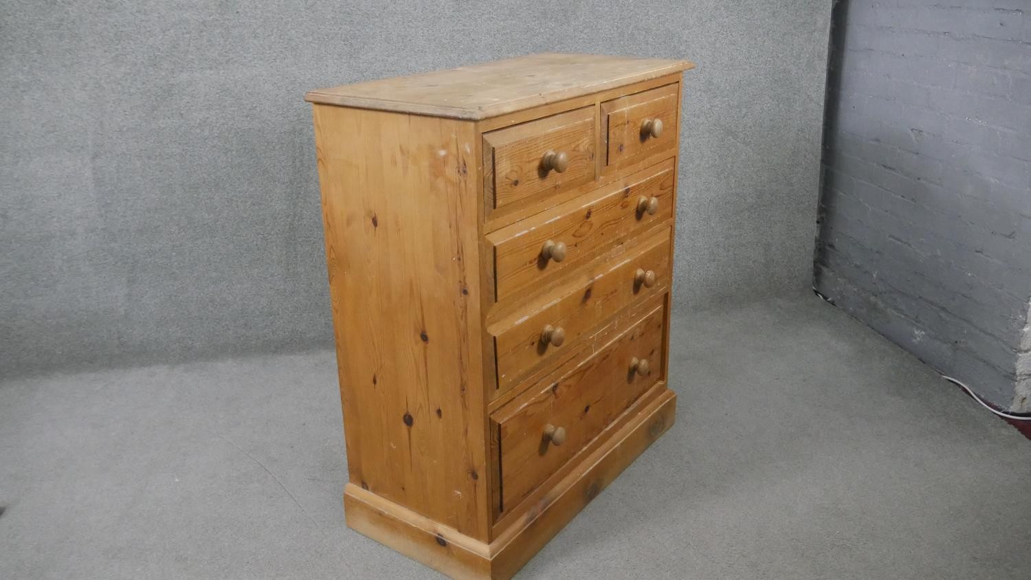 A Victorian style pine chest of drawers on plinth base. H.105 W.90 D.45cm - Image 6 of 6