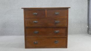 A late 19th century oak chest of drawers. H.89 W.99 D.49cm